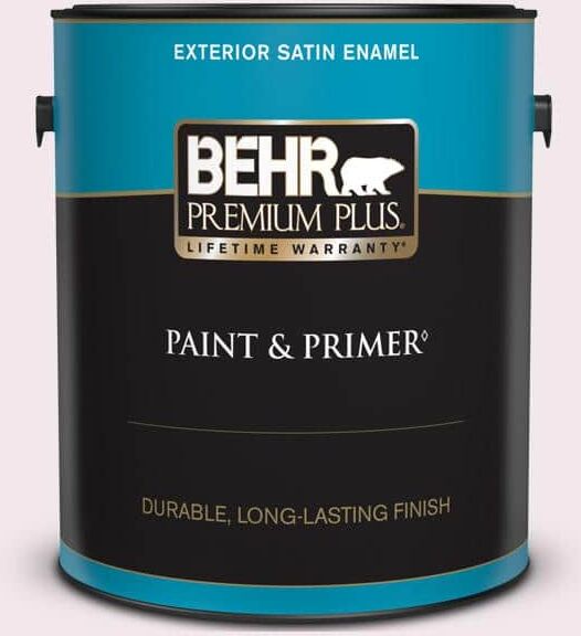 BEHR PREMIUM PLUS 1 gal. #650A-1 Rose Fantasy Satin Enamel Exterior Paint & Primer