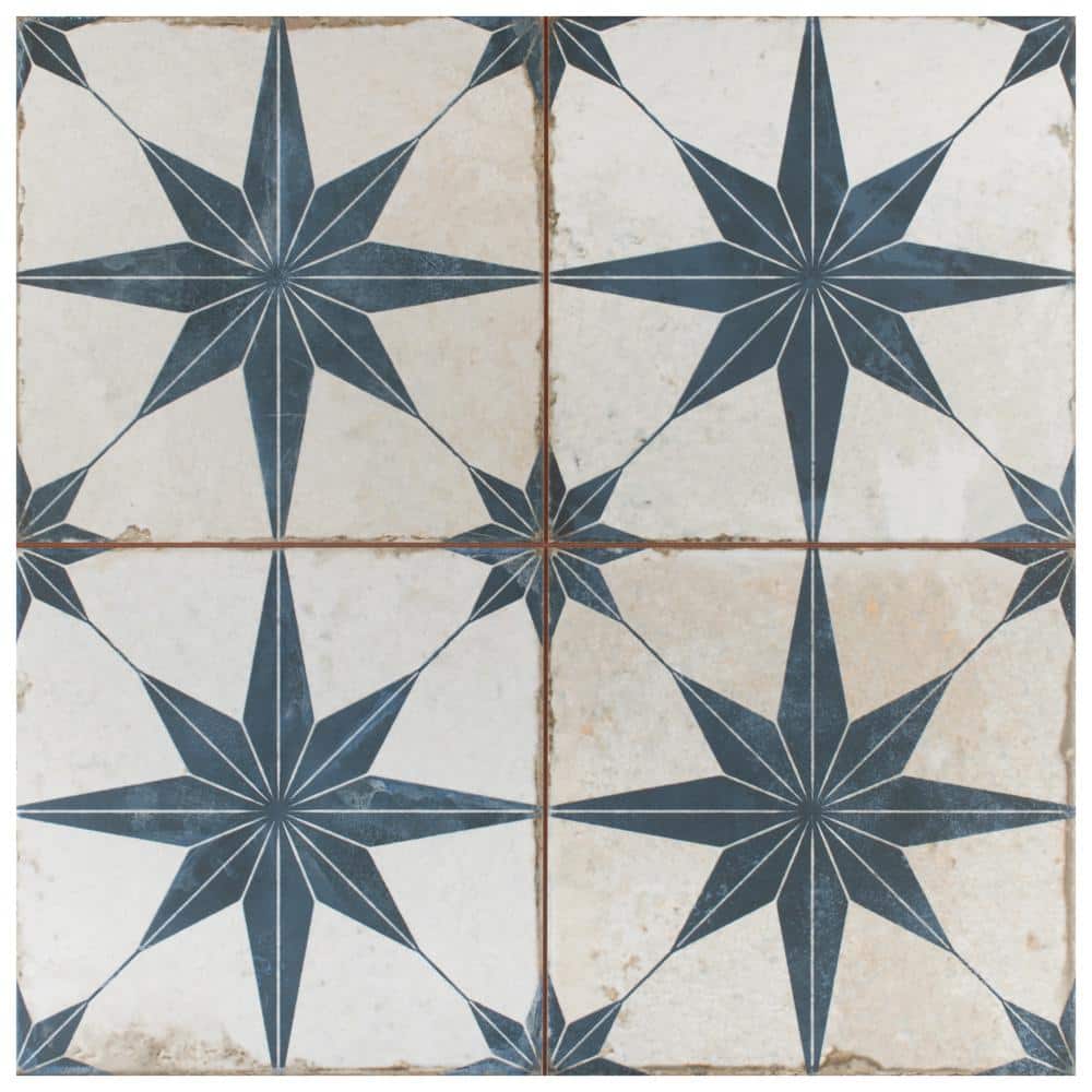 Merola Tile Kings Star Blue 17-5/8 in. x 17-5/8 in. Ceramic Floor and Wall Tile (10.95 sq. ft./Case)
