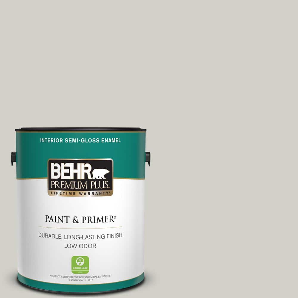 BEHR PREMIUM PLUS 1 gal. Home Decorators Collection #HDC-NT-17G Polar Fox Semi-Gloss Enamel Low Odor Interior Paint & Primer
