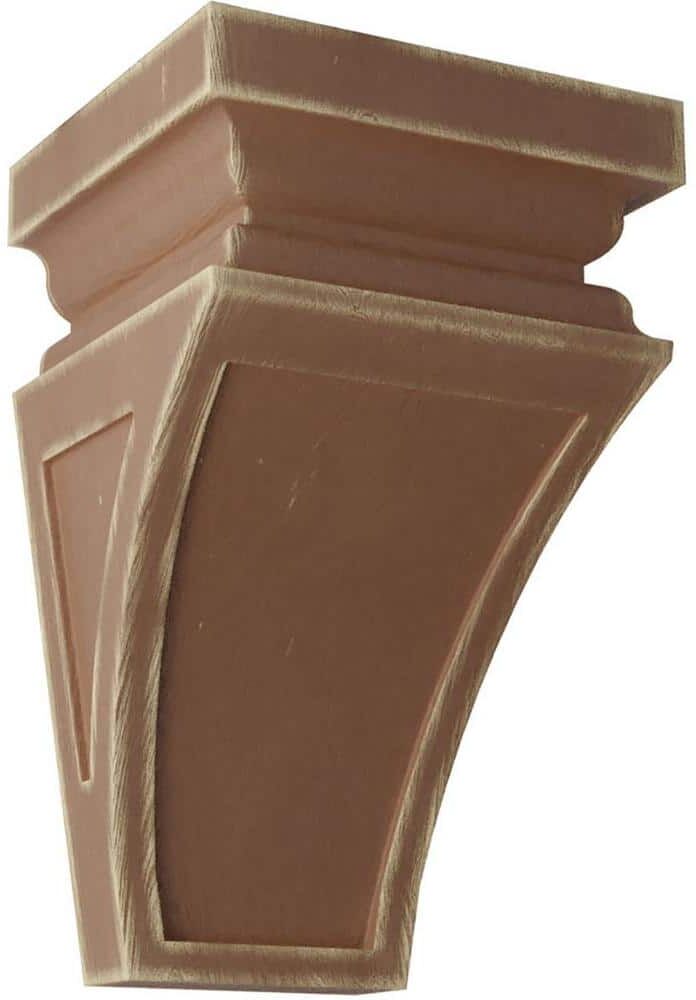 Ekena Millwork 5 in. x 10 in. x 5-3/4 in. Weathered Brown Medium Nevio Wood Vintage Decor Corbel