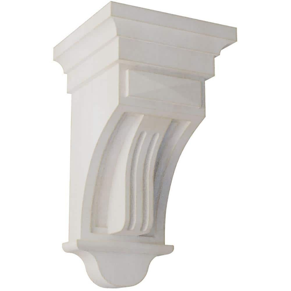 Ekena Millwork 5-1/2 in. x 10 in. x 5-1/2 in. Chalk Dust White Raised Fluting Wood Vintage Decor Corbel