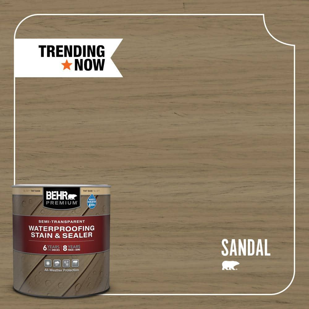 BEHR PREMIUM 1 qt. #ST-121 Sandal Semi-Transparent Waterproofing Exterior Wood Stain and Sealer