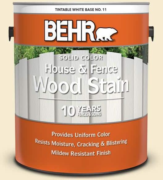 BEHR 1 gal. #380E-2 Lightning White Solid Color House and Fence Exterior Wood Stain