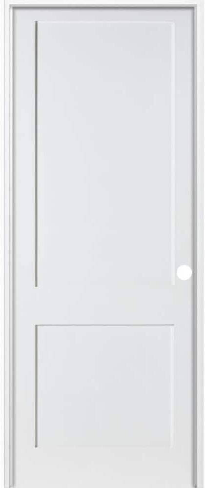 Krosswood Doors 28 in. x 96 in. Craftsman Shaker Primed MDF 2-Panel Left-Hand Wood Single Prehung Interior Door