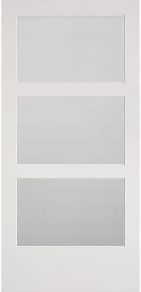 Masonite 40 in. x 84 in. Primed 3-Lite Equal Solid Wood Interior Barn Door Slab