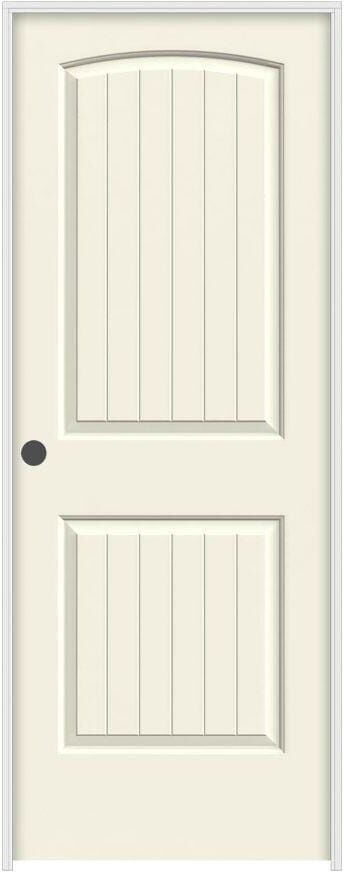 JELD-WEN 24 in. x 80 in. Santa Fe Vanilla Painted Right-Hand Smooth Solid Core Molded Composite MDF Single Prehung Interior Door