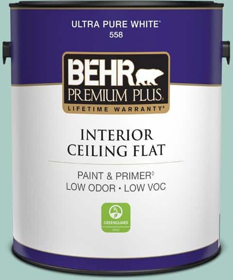 BEHR PREMIUM PLUS 1 gal. #M440-3 Baby Aqua Ceiling Flat Interior Paint