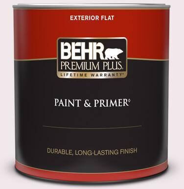 BEHR PREMIUM PLUS 1 qt. #650A-1 Rose Fantasy Flat Exterior Paint & Primer