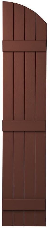 Ply Gem 15 in. x 77 in. Polypropylene Plastic Closed Arch Top Board and Batten Shutters Pair in Red