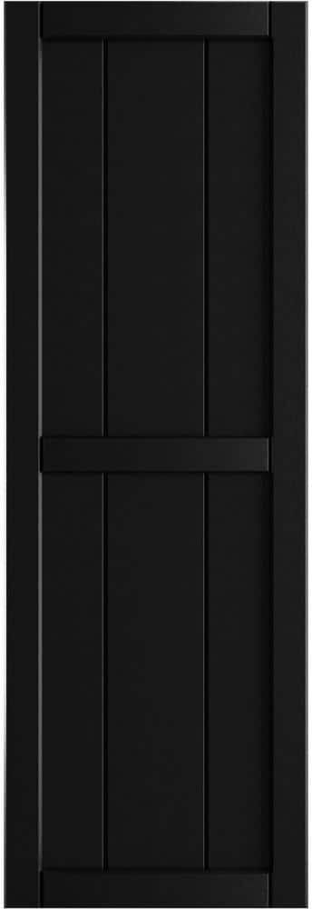 Ekena Millwork 10-3/4 in. x 47 in. True Fit PVC Two Board Framed Board and Batten Shutters Pair in Black