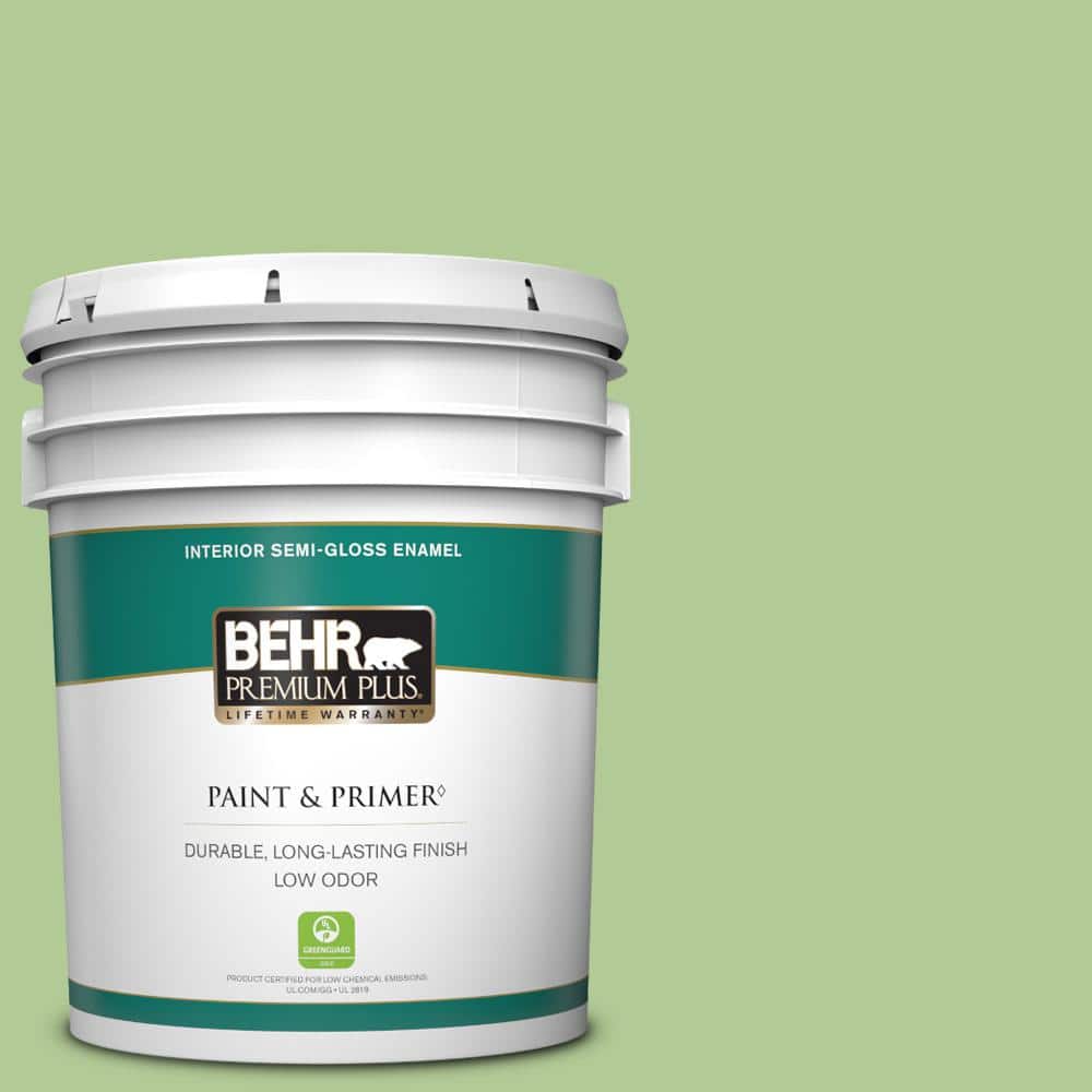 BEHR PREMIUM PLUS 5 gal. #430D-4 Garden Spot Semi-Gloss Enamel Low Odor Interior Paint & Primer