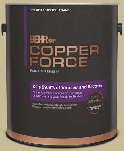 COPPER FORCE 1 gal. #PPU8-09 Tea Bag Eggshell Enamel Virucidal and Antibacterial Interior Paint & Primer