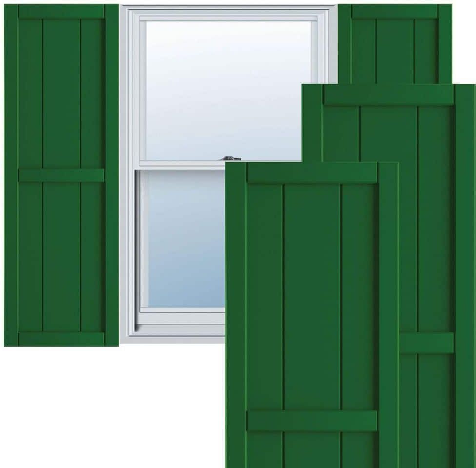 Ekena Millwork True Fit 10-3/4 in. x 47 in. PVC 2-Board Framed Board and Batten Shutters Pair in Viridian Green