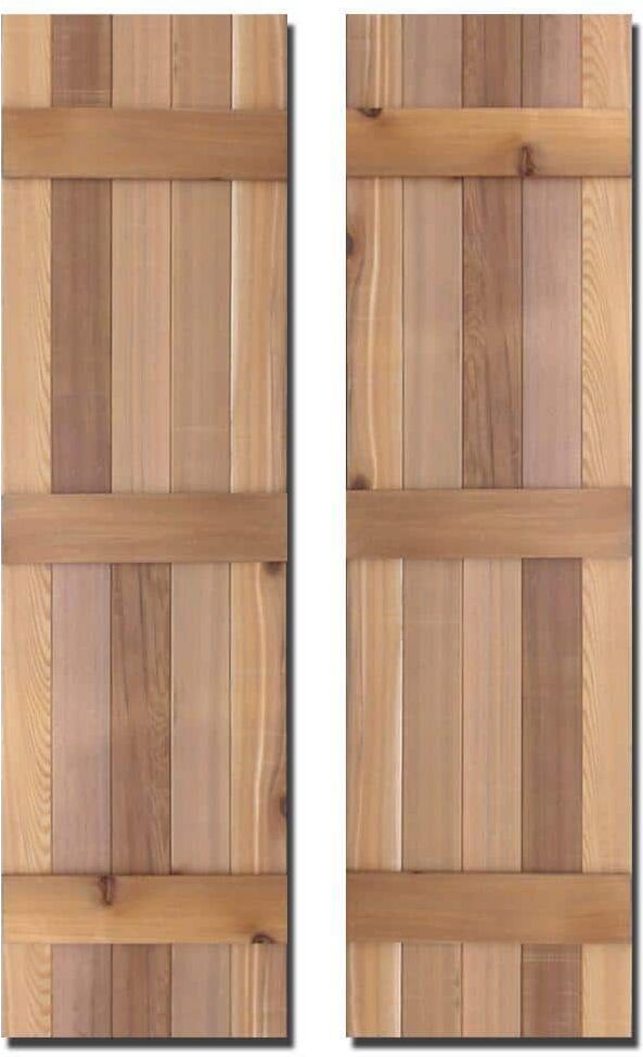 Design Craft MIllworks 12 in. x 55 in. Natural Cedar Board-N-Batten Baton Shutters Pair