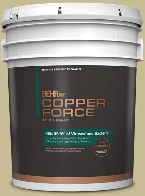 COPPER FORCE 5 gal. #PPU8-09 Tea Bag Semi-Gloss Enamel Virucidal and Antibacterial Interior Paint & Primer