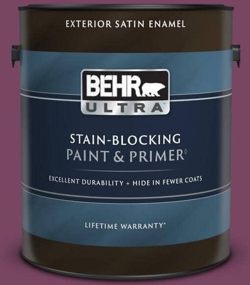 BEHR ULTRA 1 gal. #690B-7 Plum Jam Satin Enamel Exterior Paint & Primer