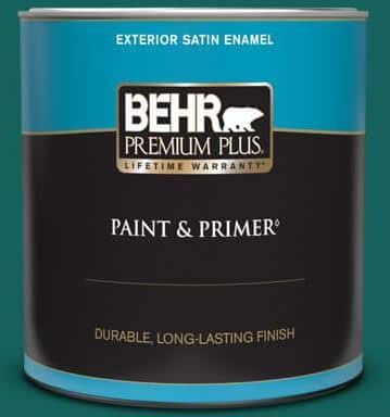 BEHR PREMIUM PLUS 1 qt. #S-H-490 Billiard Table Satin Enamel Exterior Paint & Primer