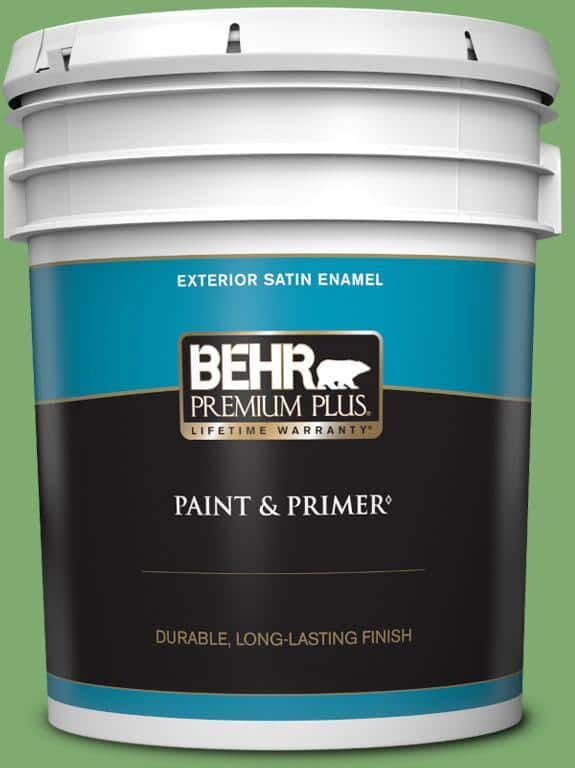 BEHR PREMIUM PLUS 5 gal. #M390-5 Sage Garden Satin Enamel Exterior Paint & Primer