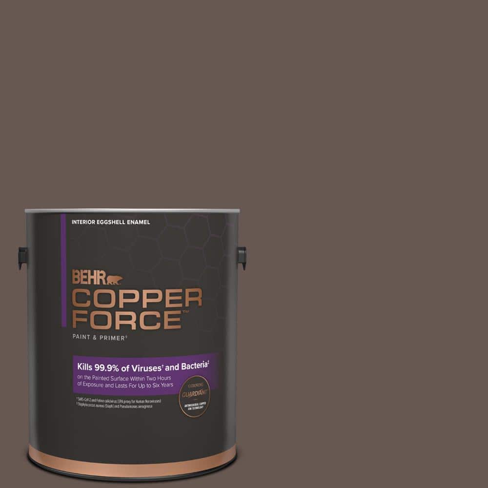 COPPER FORCE 1 gal. #HDC-FL14-10 Pine Cone Brown Eggshell Enamel Virucidal and Antibacterial Interior Paint & Primer
