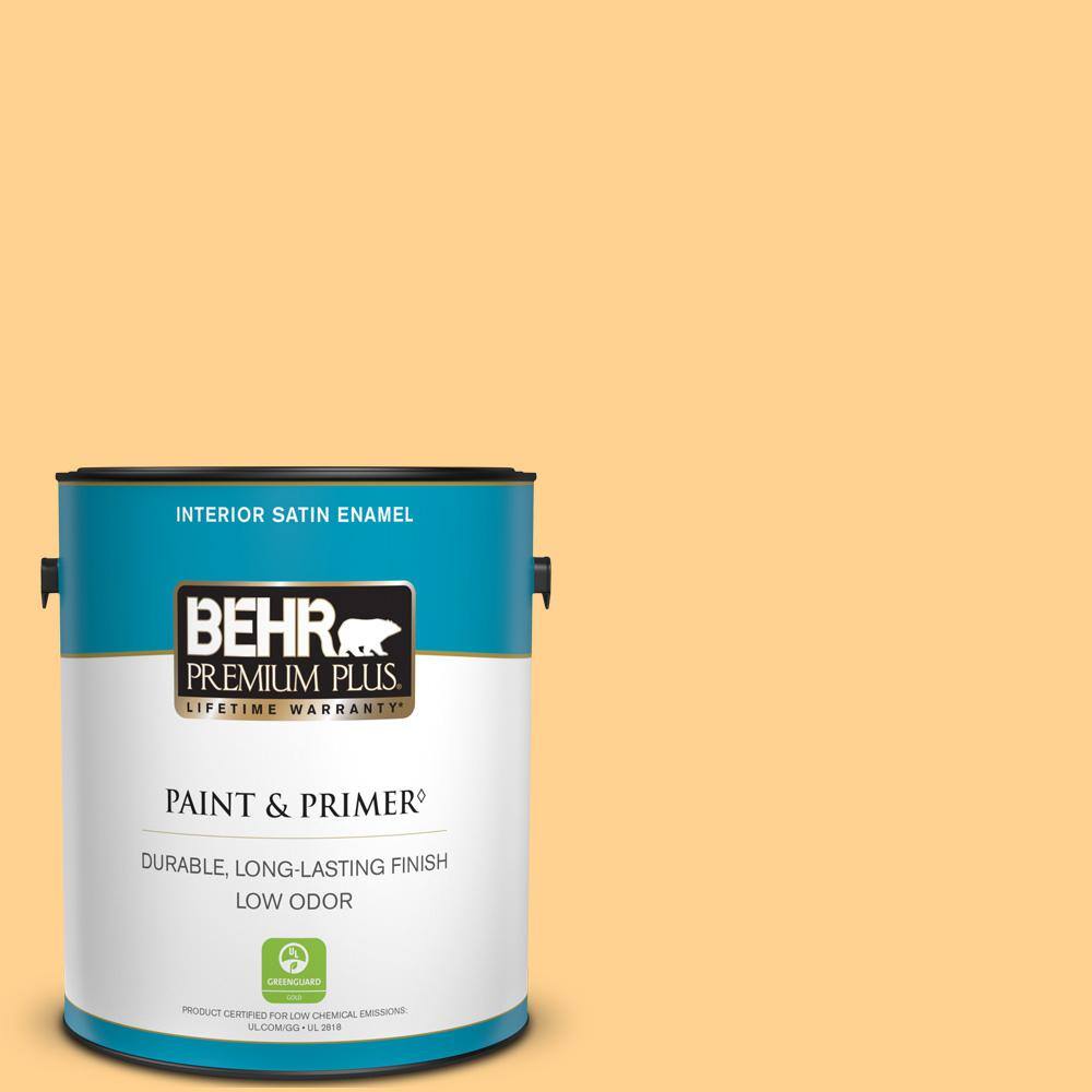 BEHR PREMIUM PLUS 1 gal. Home Decorators Collection #HDC-SP14-7 Full Bloom Satin Enamel Low Odor Interior Paint & Primer