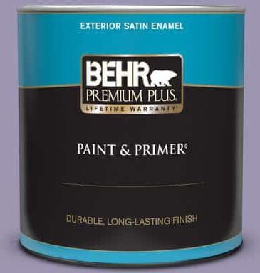 BEHR PREMIUM PLUS 1 qt. #S570-4 Night Music Satin Enamel Exterior Paint & Primer