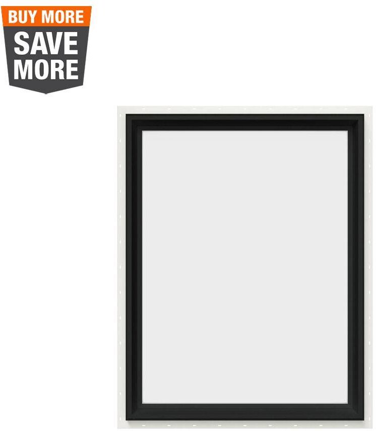 JELD-WEN 30 in. x 36 in. V-2500 Series Bronze Exterior/White Interior FiniShield Vinyl Picture Window w/ Low-E 366 Glass