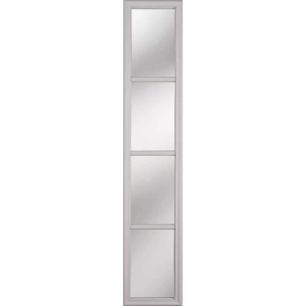 ODL 4-Lites Glass with External Grilles 8 in. x 48 in. x 1 in. 3/4 Sidelite with White Frame Replacement Glass Panel