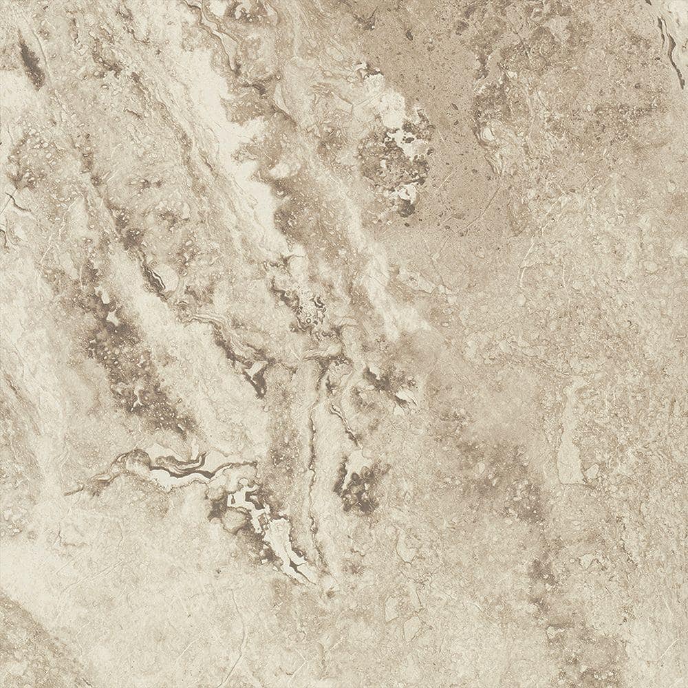 TrafficMaster Light Travertine Low Gloss 3 MIL x 18 in. W x 18 in. L Groutable Peel and Stick Vinyl Tile Flooring (36 sqft/case)