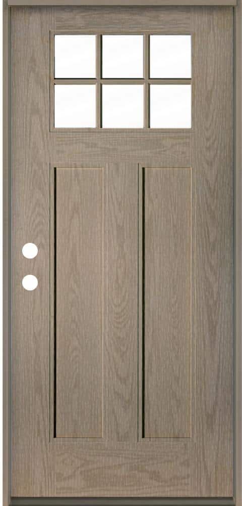 Krosswood Doors Craftsman 36 in. x 80 in. 6-Lite Right-Hand/Inswing Clear Glass Oiled Leather Stain Fiberglass Prehung Front Door