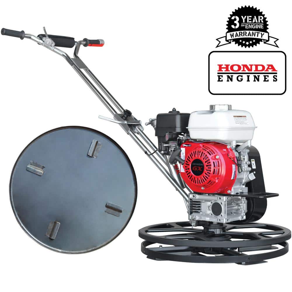 Tomahawk Power 24 in. Power Trowel Edger Walk Behind 5.5HP Kohler Concrete Tool with Float Pan for Cement Floor Surfaces