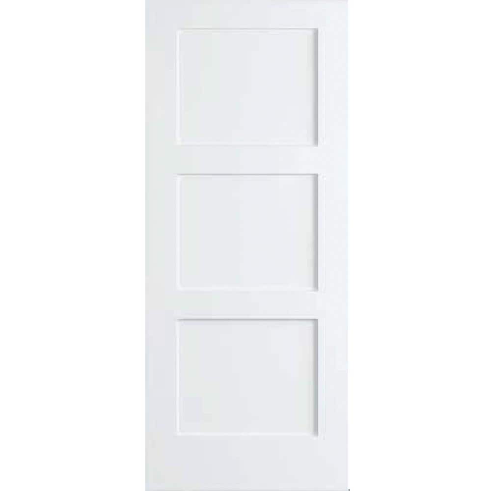 Kimberly Bay 24 in. x 80 in. White 3-Panel Shaker Solid Core Wood Interior Door Slab