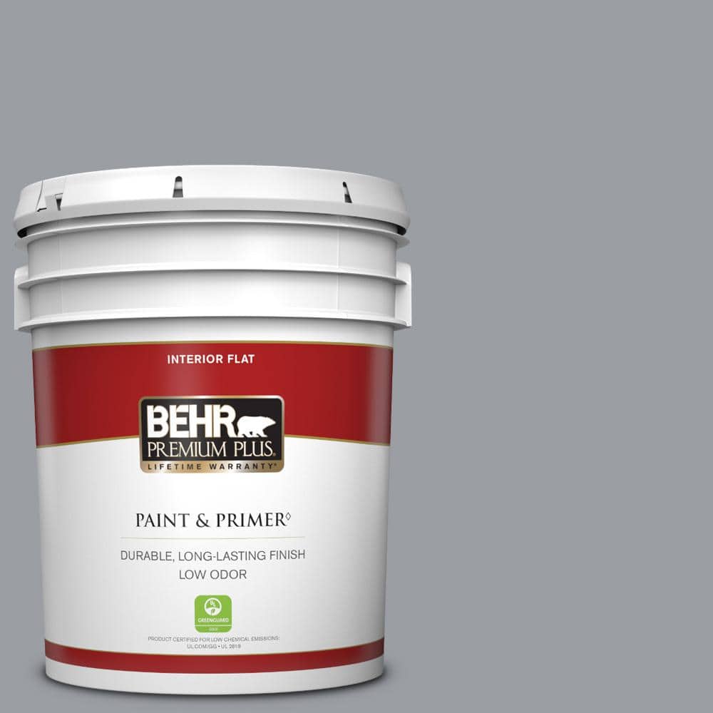 BEHR PREMIUM PLUS 5 gal. #760F-4 Down Pour Flat Low Odor Interior Paint & Primer