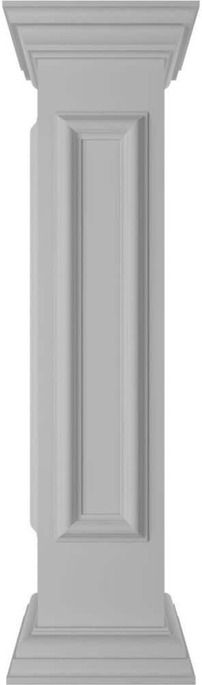 Ekena Millwork Corner 40 in. x 8 in. White Box Newel Post with Panel, Flat Capital and Base Trim (Installation Kit Included)