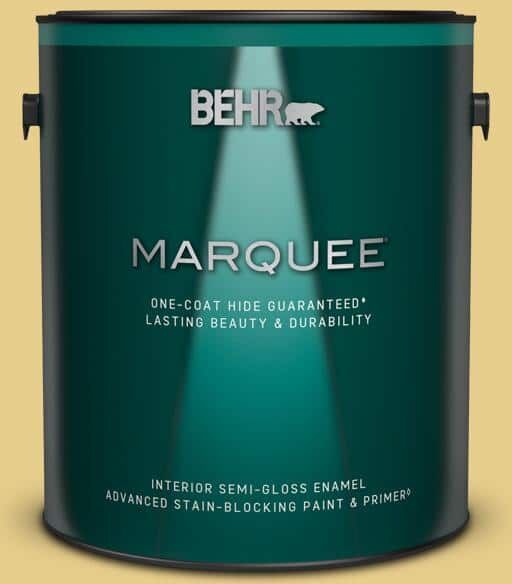 BEHR MARQUEE 1 gal. #T12-6 Lol Yellow Semi-Gloss Enamel Interior Paint & Primer