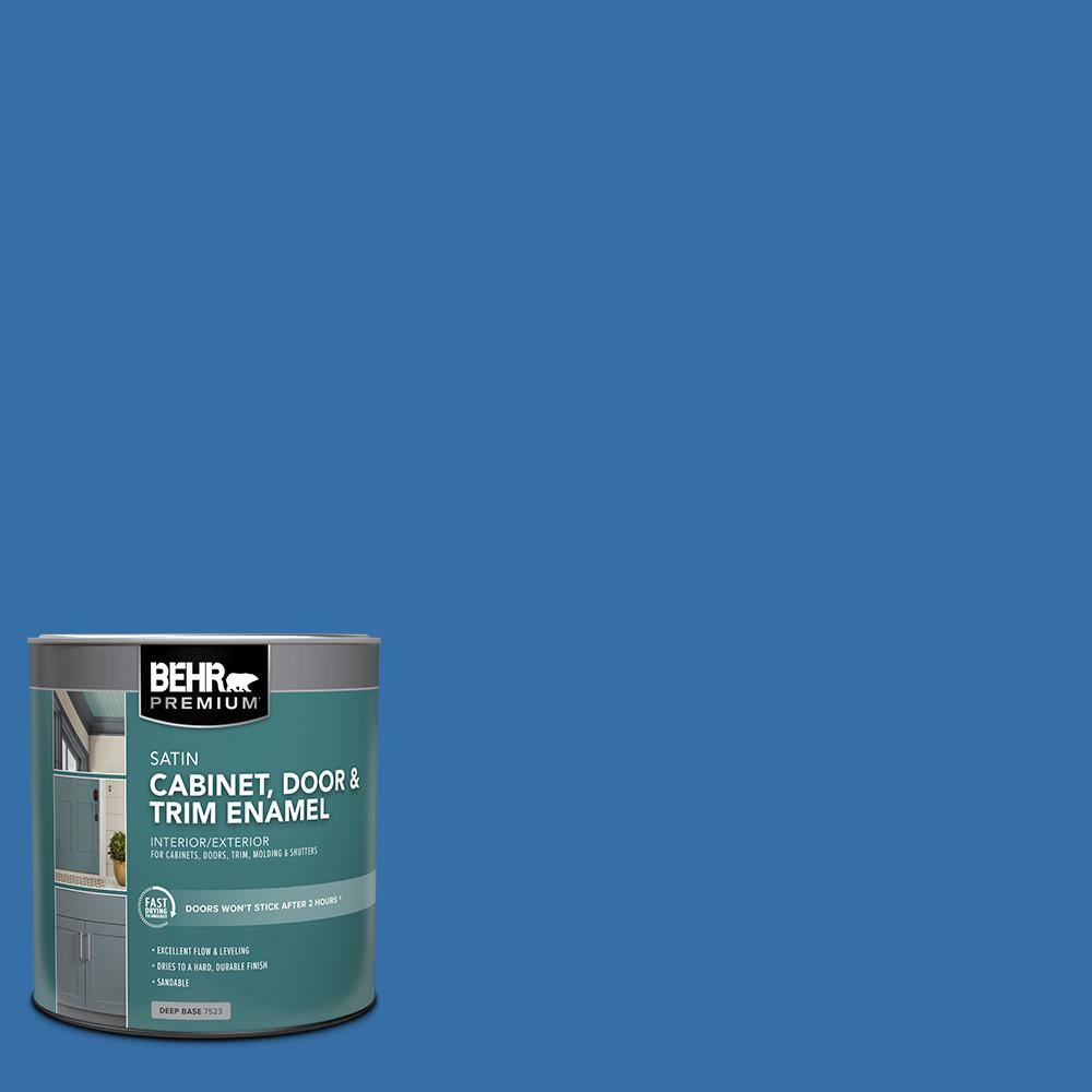 BEHR PREMIUM 1 qt. #P520-6 Mega Blue Satin Enamel Interior/Exterior Cabinet, Door & Trim Paint