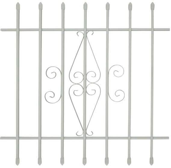 Grisham 36 in. x 36 in. Spear Point 7-Bar Security Bar Window Guard, White