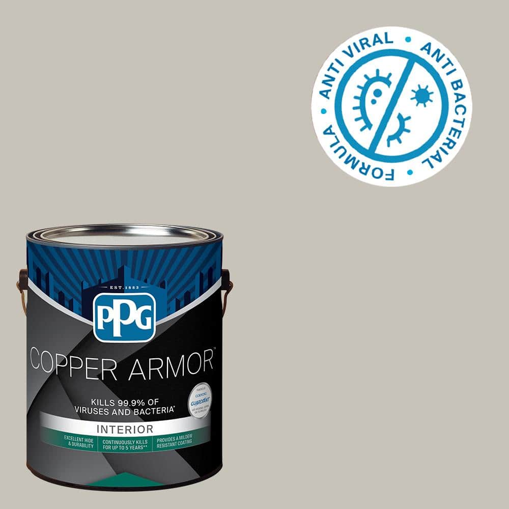 COPPER ARMOR 1 gal. PPG0999-2 Rabbit's Ear Semi-Gloss Antiviral and Antibacterial Interior Paint with Primer