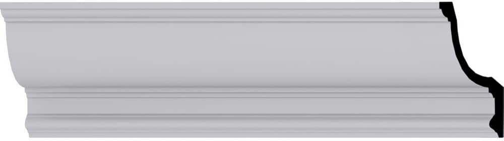 Ekena Millwork 6 in. H x 4-1/2 in. P x 7-5/8 in. F x 94-1/2 in. L Polyurethane Maria Traditional Smooth Crown Moulding (12-Pack)