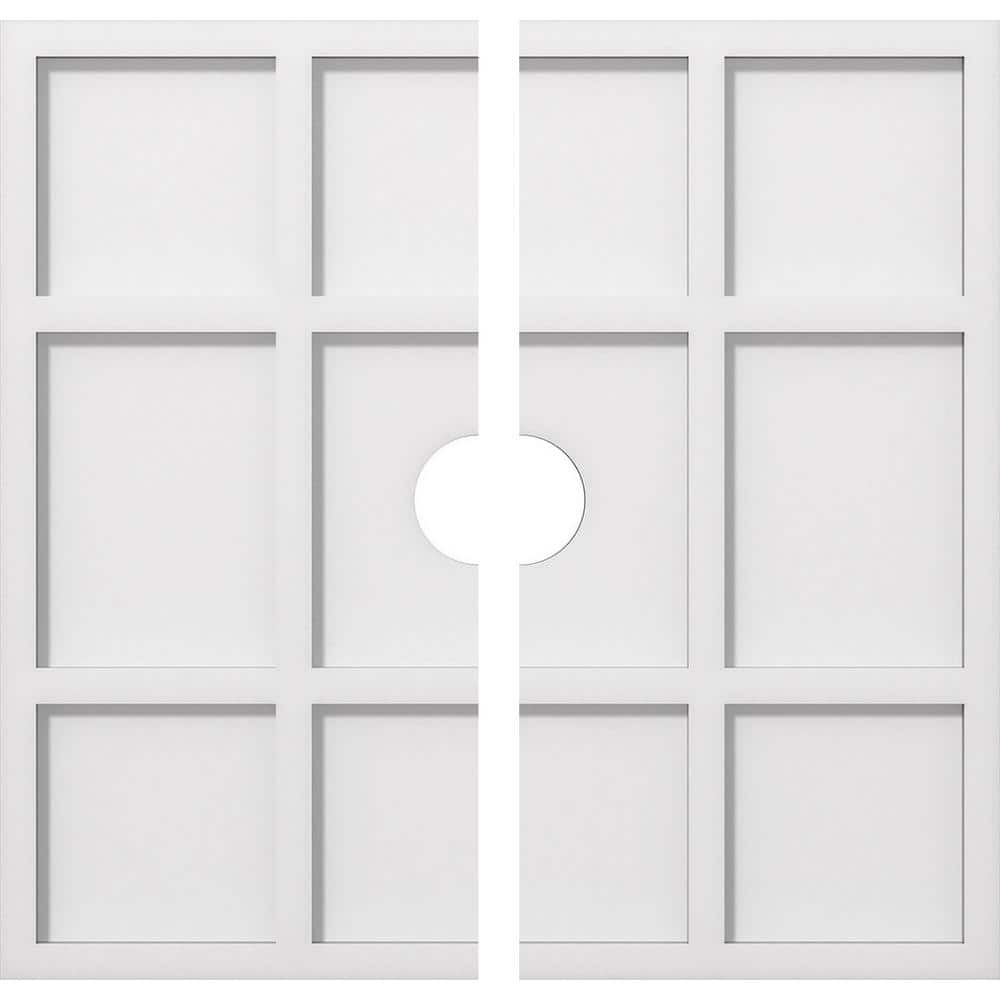 Ekena Millwork 1 in. P X 7-1/2 in. C X 22 in. OD X 3 in. ID Rubik Architectural Grade PVC Contemporary Ceiling Medallion, Two Piece