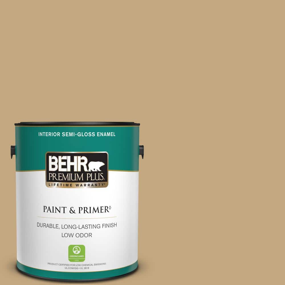 BEHR PREMIUM PLUS 1 gal. #N290-5 Pocket Watch Semi-Gloss Enamel Low Odor Interior Paint & Primer