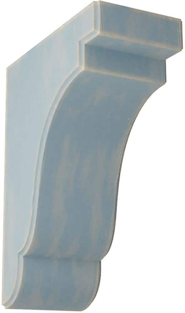 Ekena Millwork 3-1/2 in. x 9-1/2 in. x 7-1/4 in. Driftwood Blue Bedford Wood Vintage Decor Bracket