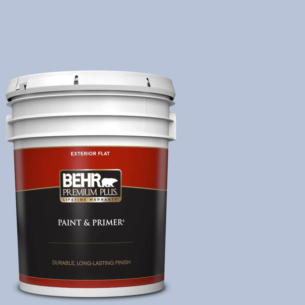 BEHR PREMIUM PLUS 5 gal. #610C-3 Virginia Blue Flat Exterior Paint & Primer