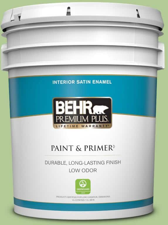 BEHR PREMIUM PLUS 5 gal. #430D-4 Garden Spot Satin Enamel Low Odor Interior Paint & Primer