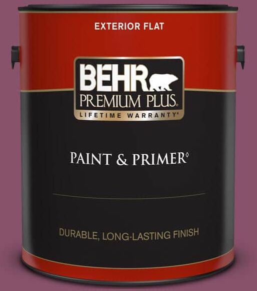 BEHR PREMIUM PLUS 1 gal. #M120-7 Raspberry Crush Flat Exterior Paint & Primer