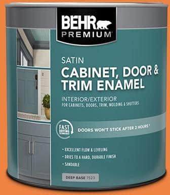 BEHR PREMIUM 1 qt. #P220-7 Construction Zone Satin Enamel Interior/Exterior Cabinet, Door & Trim Paint