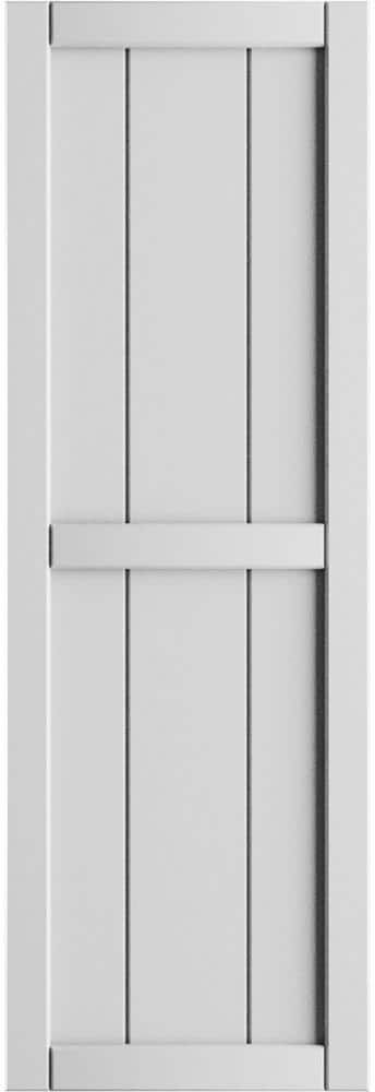 Ekena Millwork 10-3/4 in. x 47 in. True Fit PVC Two Board Framed Board and Batten Shutters Pair in Unfinished