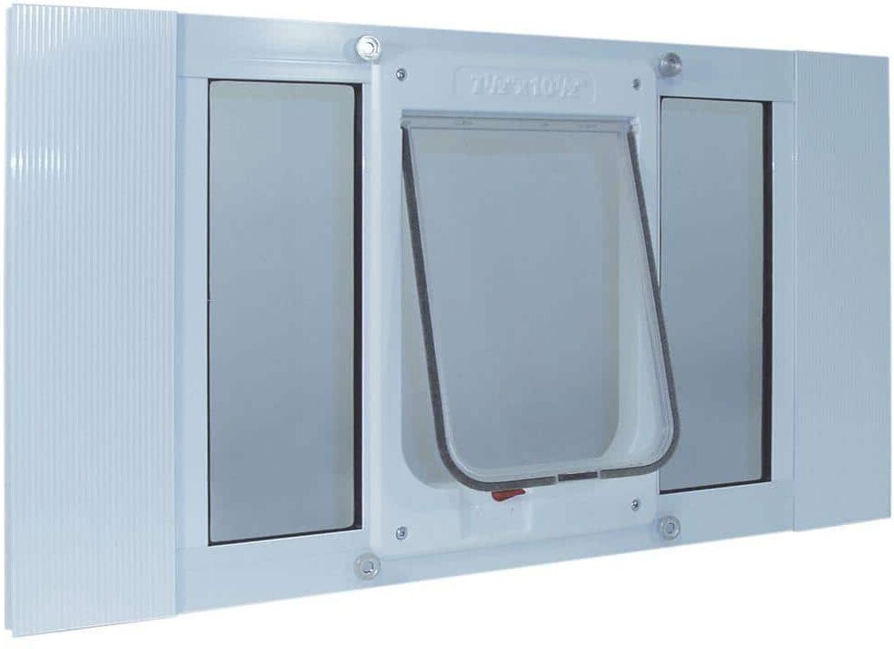 Ideal Pet Products 7.5 in. x 10.5 in. Large White Chubby Kat Pet Door Insert for 27 in. to 32 in. Wide Aluminum Sash Window