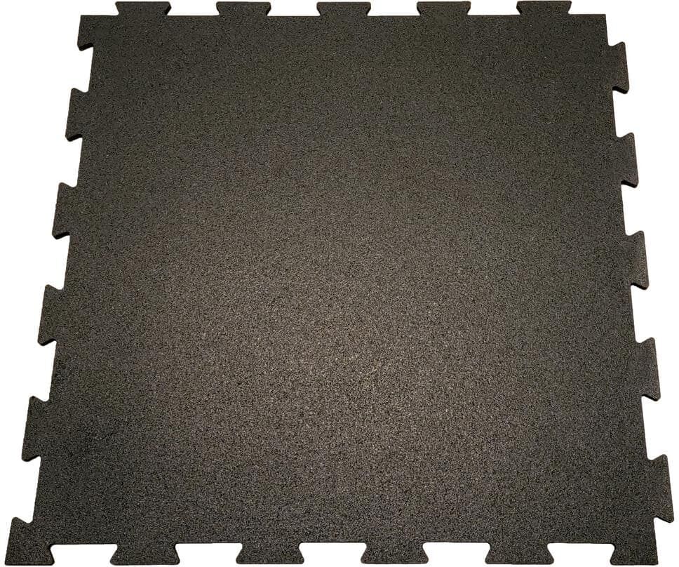 RUBBER KING Pro Series Black-01 6 mm 24 in. W x 24 in. L Interlocking Rubber Tile Box of 10 (40 sq. ft.)