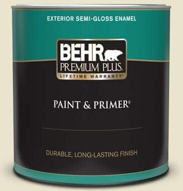 BEHR PREMIUM PLUS 1 qt. #S330-1 Baby Artichoke Semi-Gloss Enamel Exterior Paint & Primer