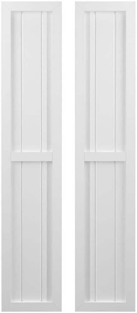 Ekena Millwork 10-1/2 in. W x 47 in. H Americraft 3 Board Exterior Real Wood Two Equal Panel Framed Board and Batten Shutters White